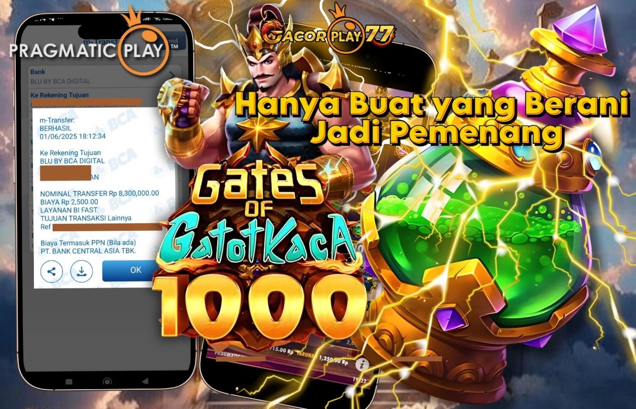 Selamat kepada user id : un***hk Wede Rp 8.300.000 di Game GATES OF GATOTKACA 1000 PRAGMATIC PLAY Cair Gk Sampe 1 Menit! Menang Mudah di Gacorplay77